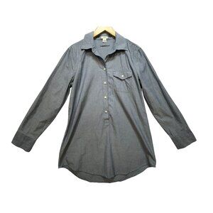 J. Crew Chambray Tunic Shirt Womens Small Blue Long Sleeve Button Front Casual